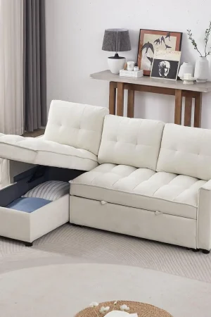 Reversible Sectional Sleeper Sofa - Pull Out Sofa Bed Couch with USB and Tape-c Charging Ports L-Shape Sleeper, Customized