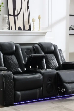 TODRANI Power Recliner Loveseat with 0 - Gravity, Bass speakers, LED lights, Storage Console, USB Port