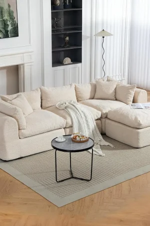 113'' Cloud Boneless Sofa Couches for Living Room with Deep Seat, Modular Sectional Sofa with Ottoman for Living, Customized
