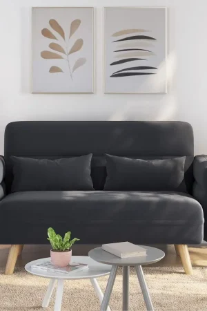 46 Small Modern Fabric Sofa Loveseat Mid Century 2 Seater Sofa Couch with Lumbar Pillows, Solid Wood Legs for Living Customized