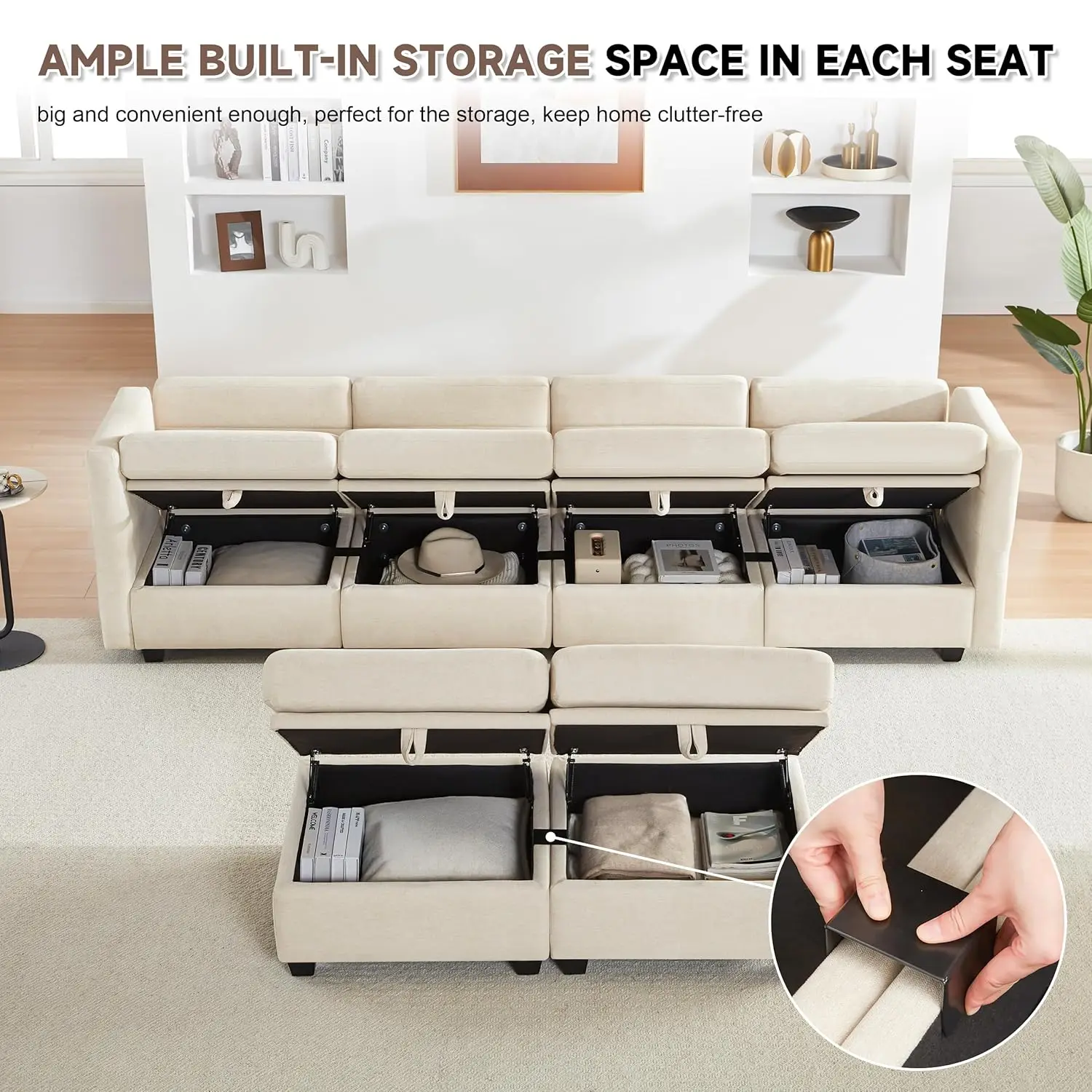 Modular Sectional Sofa with Storage, U Shaped Sectional Couch for Living Room, Convertible Modular Sofa Couch with, Customized - Image 3