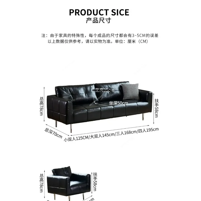 F150 Large Luxury Sofa Modern Simple Black Loveseat Leather Chaise Sofa Small Solid Wood Muebles Para Salas Modernos Home Furnit - Image 3