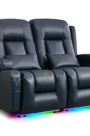 Loveseat Recliner Sofa with Massage and Heat, Power Reclining Loveseat Sofa RV Couch Home Theater Seating with LED, Customized